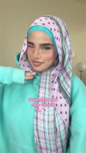 Whimsical hijab style tutorial with elastic lace undercap
