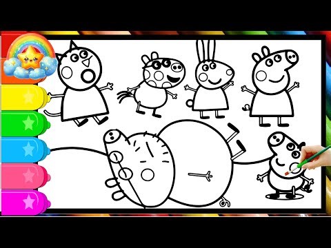 Peppa Pig enjoy her time with her father and her friends || Learn To Draw and Color Peppa Pig