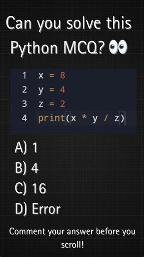 FBISECSbyAnum on Instagram: "Most students answer this wrong in exams 😬 👇 Comment your answer Do YOU know why? Left-to-right rule: When * & / are together, Python calculates from LEFT to RIGHT. 📌 Save this for FBISE MCQs 🎥 Full Python concepts on YouTube (link in bio) #FBISE #ICSPakistan #Class11CS #Class12CS #PythonForBeginners #FBISEComputerScience #PakistaniStudents #LearnCSwithAnum"