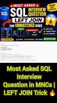 Most Asked SQL Interview Question in MNCs | LEFT JOIN Trick 🔥Snowflake&SQL Interview Question Asks!