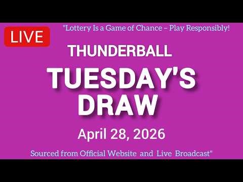 National Lottery Thunderball draw live tonight results from Tuesday 28 Apr 2026 | thunderball