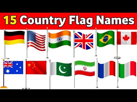 15 Country Flags Name 🌍 | Learn Flags of the World for Kids | India, USA, UK & More |