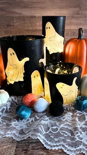 Dollar Tree DIY I Napkin Decoupage Halloween Spooky Candle Decor (Mod Podge)