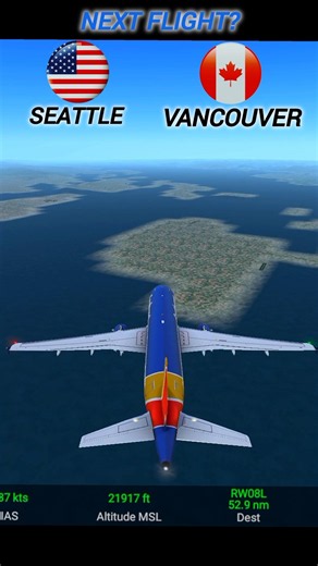 Seattle🇺🇸 To Vancouver🇨🇦 With Southwest Airlines A320 In RFS #shorts #aviation #airplane #rfs