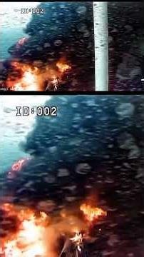 Watch: Moment Huge Flames Erupt as Container Ship Slams Into Oil Tanker #shorts