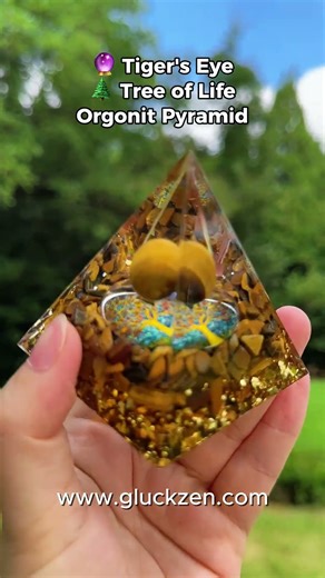 Tiger's Eye Tree of Life Orgonit Pyramid🔮 #Gluckzen #meditation #resinart #pyramidmeditation