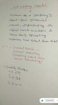 calculation of Net working capital #finance #ratio