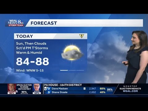 Sun, then scattered storms today; rain Thursday in south-central Pennsylvania