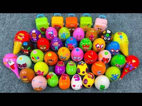 Rainbow Eggs Slime 🌈 Looking Numberblocks With Dinosaur Eggs, Suitcase, Cream! Satisfying CLAY ASMR