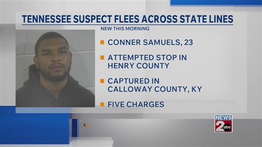 Tennessee suspect flees across state lines