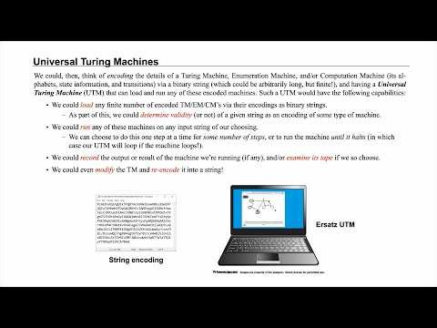 3C Class Video - Universal Turing Machines (UTM's) and some things you can prove with them