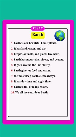10 lines on Earth in english | Essay on Earth in english | Earth essay in english | Earth Day
