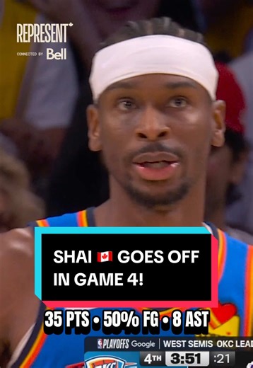 Shai's 🇨🇦 35 PTS & 8 AST propelled OKC to a series-clinching win over L.A. in Game 4! #NBA #okcthunder #shai #REPRESENT connected by Bell.