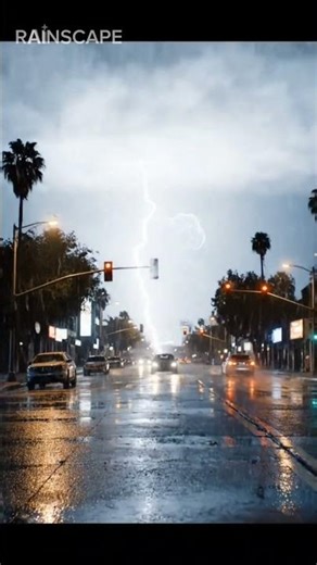 Los Angeles Thunderstorm Ambience | Rain, Lightning & City Sounds (No Talking)