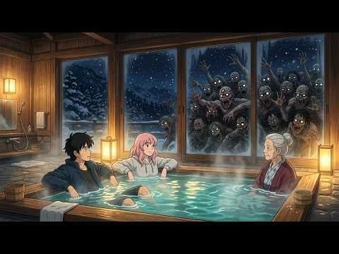 Surviving a Zombie Apocalypse in an Abandoned Hot Spring ♨️🧟‍♂️ | Cozy Ghibli Style Animation