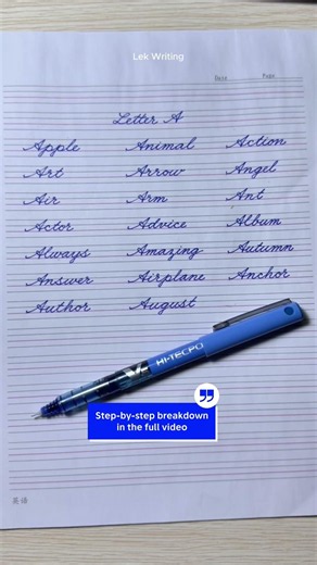 Cursive Writing for Beginners | How to write 20 Words Starting with Letter A | Cursive Handwriting
