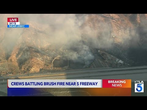 Crews battle brush fire near 5 Freeway in SoCal’s Grapevine