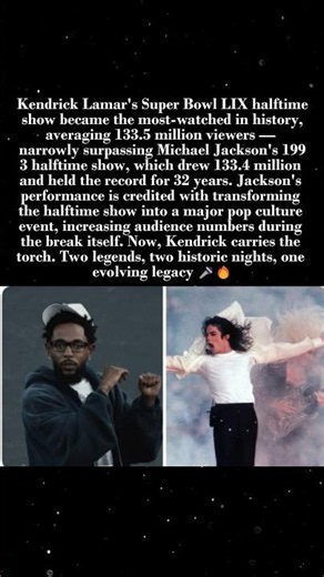 Kendrick Lamar's Super Bowl Halftime Breaks MJ's 32 Year Record 📺🏆 #KendrickLamar #MichaelJackson