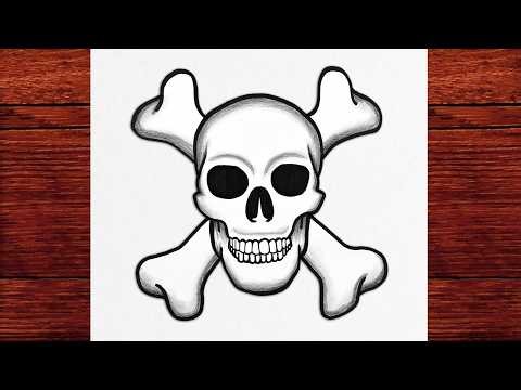 How to Draw a Skull and Crossbones ☠️ Easy Pencil Drawing Step by Step for Beginners