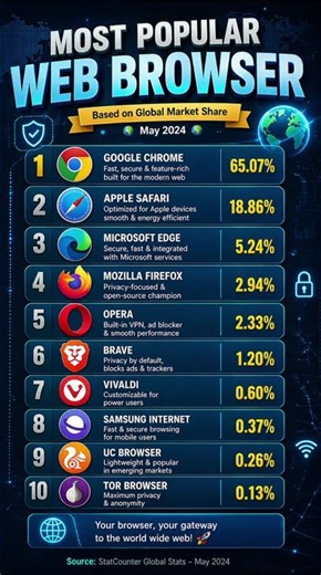 Most Popular Internet Browsers 🌐💻 Ranked #datavisualization
