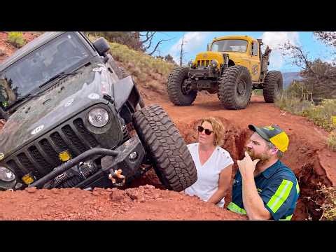 Jeep Stuck In Massive Hole... This Trail Is Falling Apart!