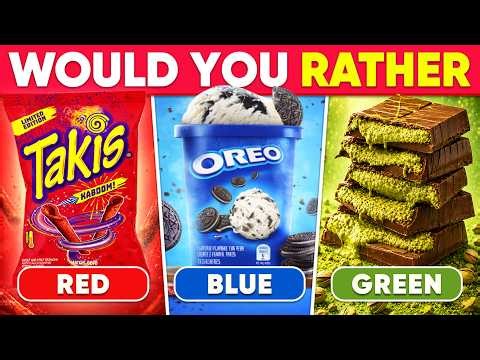 Would You Rather…? 🌈 Every Color of FOOD Edition 🍎🔵🥦 Extreme Food Challenge! ~ Daily Quiz