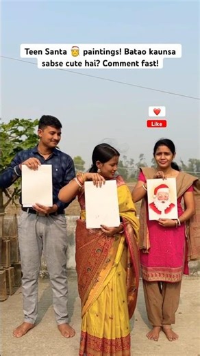 Teen Santa 🎅 Painting | Watercolor vs Pastel | Aapka Favourite Kaunsa? #shorts #artchallenge