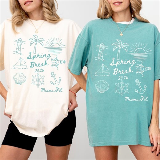 Custom Spring Break Crew T-shirt 2026, Personalized Beach Vacation Tee - Etsy