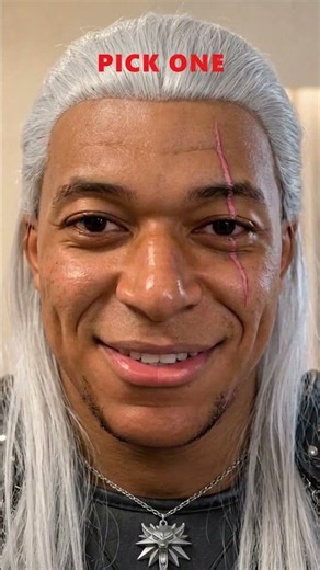 Mbappe as Geralt, Wario and Papa Smurf