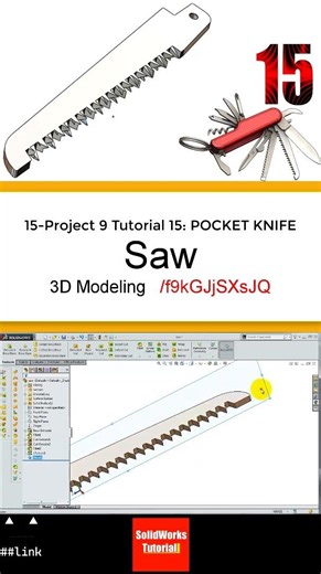 15- 3D Draft | Pocket Knife |:Saw #3d #solidworks #tutorial #cad #drawing #engineering #design