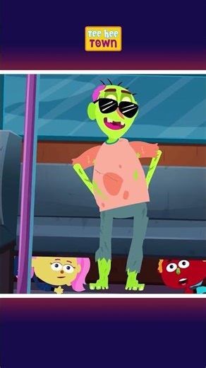Funny Zombie Rides Spooky Wheels On The Bus #shorts #halloweensongs #funny #kidssongs #teeheetown