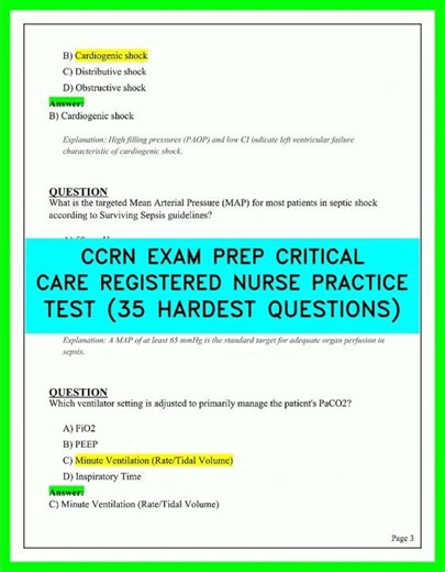 CCRN EXAM PREP CRITICAL CARE REGISTERED NURSE PRACTICE TEST 35 HARDEST QUESTIONS UPDATED 2026 NEW