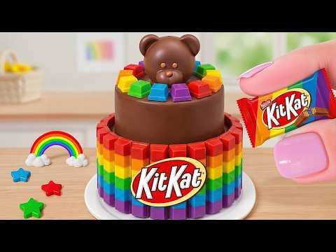 So Cute! 🐻 Chocolate Bear KITKAT Cake 🌈 Satisfying Miniature