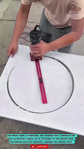 Wood Routing Tool: Circular Groove Cutting with Adjustable Circle Jig