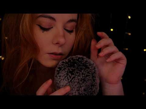 ASMR | cozy Whispering "shh, relax, it's okay, go to sleep" - Rain & Fire Ambiance, Fluffy Mic