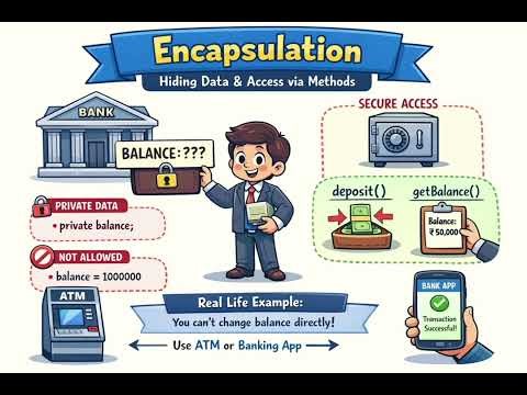OOPS in Java Explained with Bank Example | Encapsulation, Abstraction, Inheritance, Polymorphism