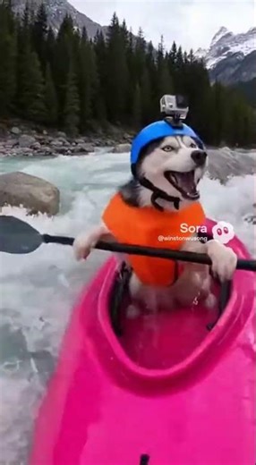 Husky discovers extreme water sports #shorts #dogs #adventure