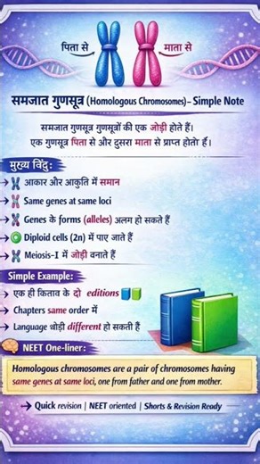 Homologous Chromosomes | NEET Biology | NCERT Biology || #neet #ncertbiology #neetshorts