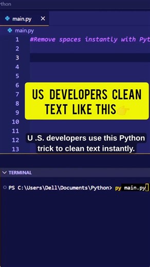 Remove Spaces in Python Instantly⚡| Python Text Cleaning Trick