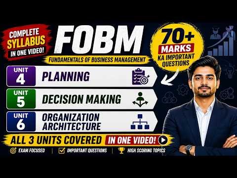 FOBM Unit 4–6 Complete |Planning, Decision Making & Organization Architecture| 70+ Mark Imp Question