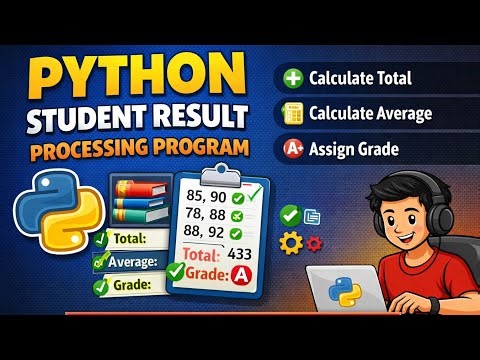 🎓 Python Student Result Processing | Total, Average & Grade Using Functions