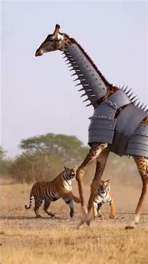 Giraffe Stands Tall Against the Tiger #WildlifeShorts #SafariDrama #SurvivalMoment #YTShorts