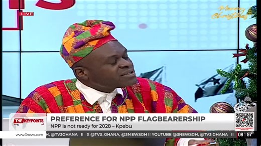 'The NPP is not ready to win the 2028 general elections.' Private legal practitioner Martin Kpebu has given a critical assessment of the New Patriotic Party's flagbearer race, stating that with the present field of candidates, the party is not positioned to secure victory in the 2028 general elections. #TheKeyPoints #TV3GH | TV3 Ghana