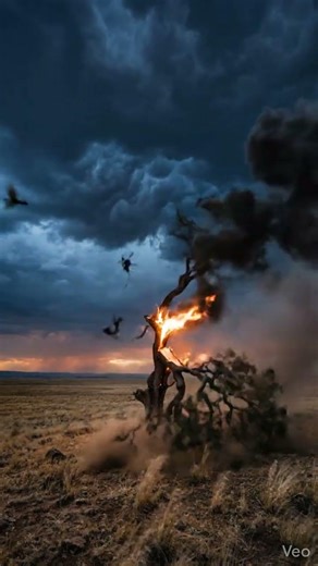 Lightning STRIKES Lone Tree Dead Center ⚡🌳💥 #lightning #strike #nature #shortsyoutube