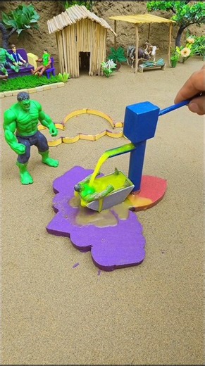 Mini handpump science project with red purple concrete mixer tractor cowfarm video #621 #shorts #yt