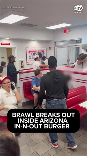 Chaos erupted inside an In-N-Out Burger in Tempe, Arizona, on July 13 as a fight broke out between a group of customers. Video shows punches being thrown and people wrestling on the floor as other diners quickly rushed out of the restaurant. Another witness said many customers had been sheltering inside during a monsoon when the brawl began.