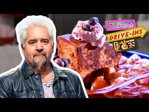 Guy Fieri Digs Into Blueberry Muffin French Toast 🍞🫐 Diners, Drive-Ins and Dives | Food Network