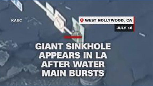Giant sinkhole appears in LA after water main bursts