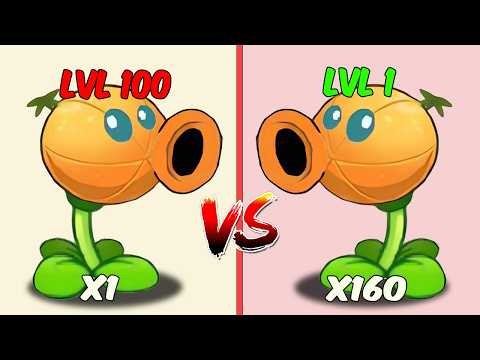PvZ 2 - 160 Plants level 1 Vs 1 Plant Level 100 - All Plants Vs Gargantuar Pirate Zombie Level 15