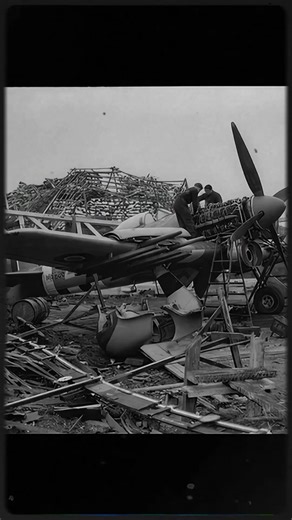 Hawker Typhoon Mark IB, serial MN606, of No. 247 Squadron RAF, undergoing overhaul by a Repair and Salvage Unit in a dispersal area damaged by the retreating Luftwaffe at B78 Eindhoven, Holland. #ww2 #aviation #military #aircraft #mechanical | World War II Aircraft